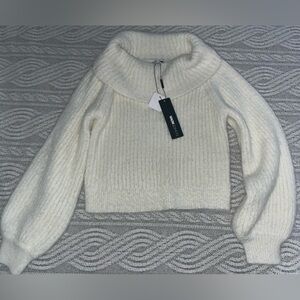 Fashion Nova Women's Ivory Cowl Neck Sweater